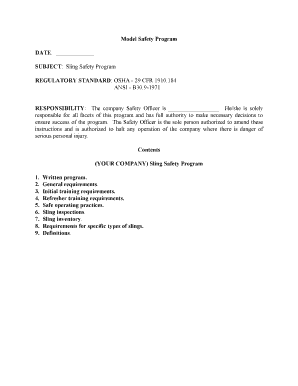 Sling Safety Program Template