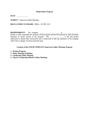 Supervisor Safety Meetings Program