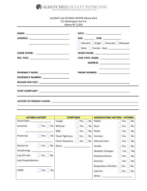 Allergy and Asthma Patient Intake Form