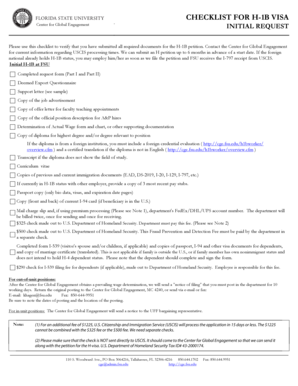 H-1B Visa Initial Request Checklist