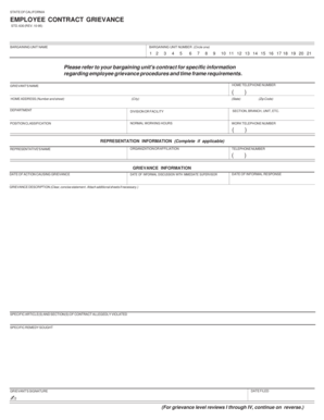 California Employee Contract Grievance Form