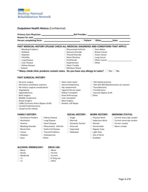 Outpatient Health History Form