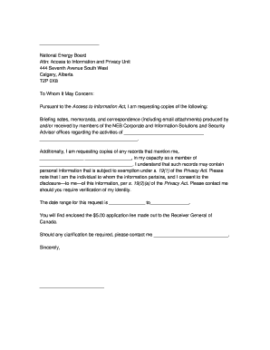 Access to Information Request Letter