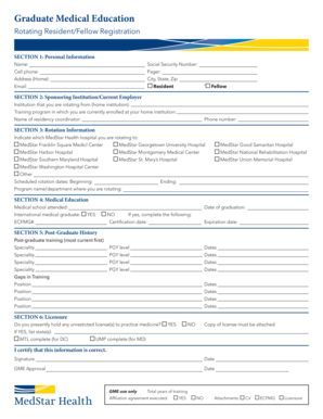 Rotating Resident Fellow Registration Form