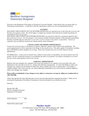 Georgetown University Hospital Psychiatry Department Policies