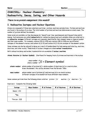 Nuclear Chemistry Lab Worksheet