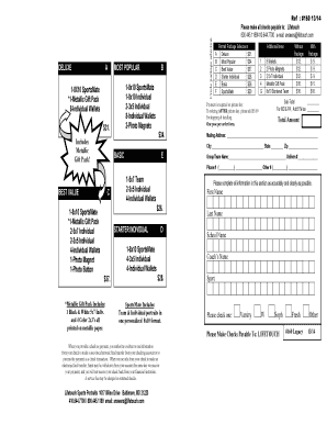 Lifetouch Sports Portrait Order Form