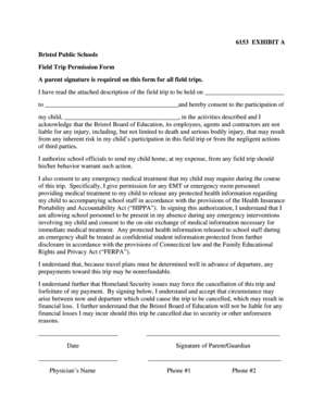 Bristol Public Schools Field Trip Permission Form