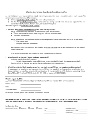 United Bank Overdraft Authorization Form