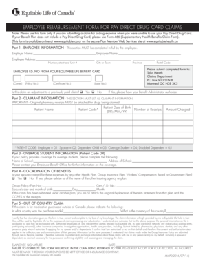 Employee Reimbursement Form for Drug Claims