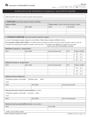 AUTORISATION D'UNE PROPOSITION D'ASSURANCE À SOUSCRIPTION SIMPLIFIÉE