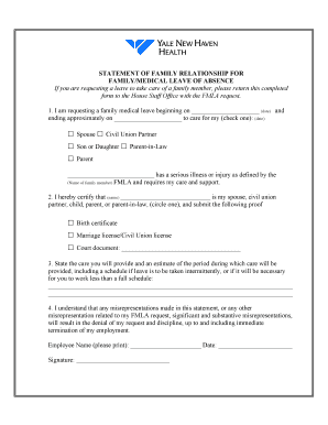 Statement of Family Relationship for FMLA