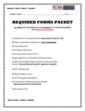 School Required Forms Packet