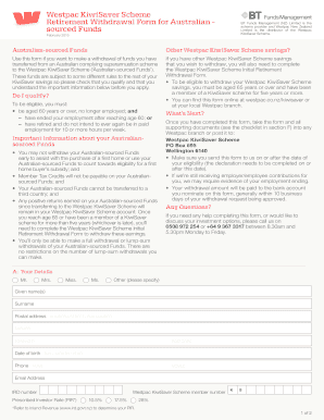 Westpac KiwiSaver Retirement Withdrawal Form
