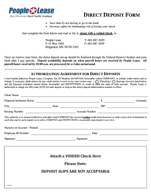 Direct Deposit Authorization Form