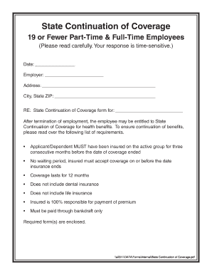 State Continuation of Coverage Form