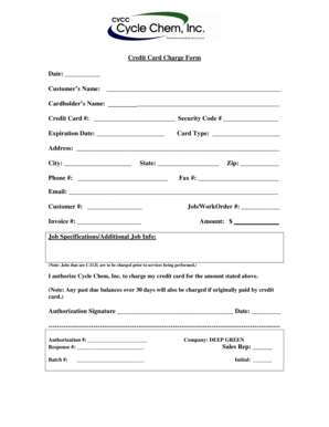 Credit Card Charge Authorization Form