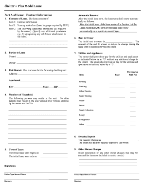Shelter Plus Model Lease