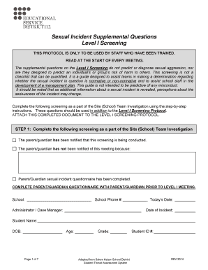 Sexual Incident Supplemental Questions Form