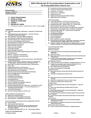 Reverse Mortgage Submission Checklist