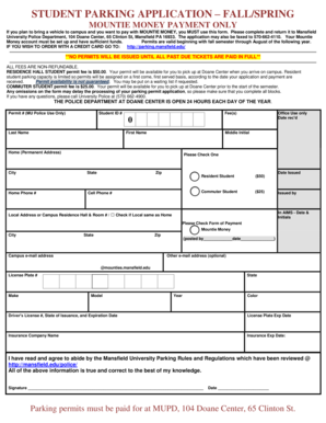 Student Parking Application Form