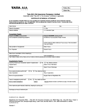 Certificate of Medical Attendant