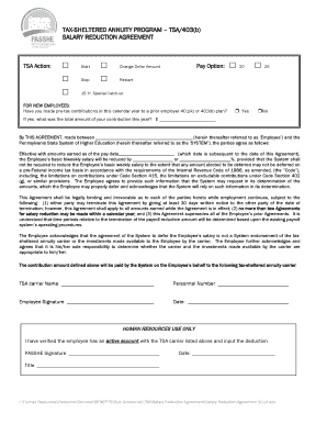 Tax-Sheltered Annuity Salary Reduction Agreement