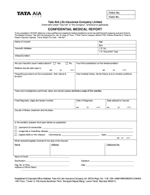 Confidential Medical Report for Life Insurance