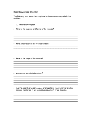 Records Appraisal Checklist