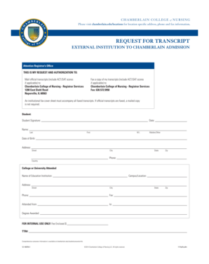 Chamberlain College Transcript Request Form