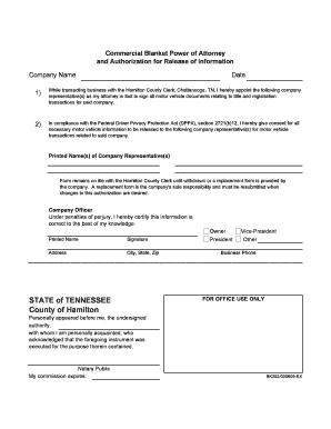 Commercial Blanket Power of Attorney