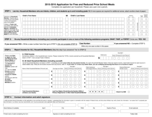 2015-2016 Application for Free and Reduced Price School Meals