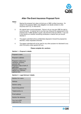 After-The-Event Insurance Proposal Form