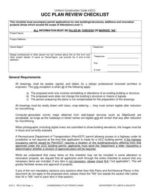 Pennsylvania UCC Plan Review Checklist