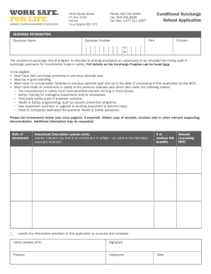 Conditional Surcharge Refund Application