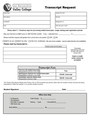 Transcript Request Form