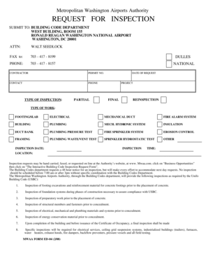 Washington Airports Authority Inspection Request