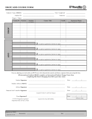 Drop Add Course Form