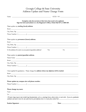 Georgia College Address Update and Name Change Form
