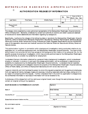 Metropolitan Washington Airports Authority Authorization Release