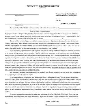 Notice to Judgment Debtor