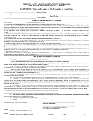 Ohio Garnishee Interim and Final Report Form