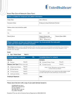 Vision Plan Out-of-Network Claim Form
