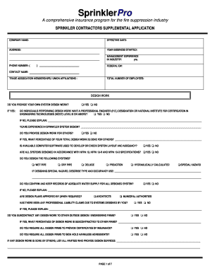 Sprinkler Contractors Supplemental Application