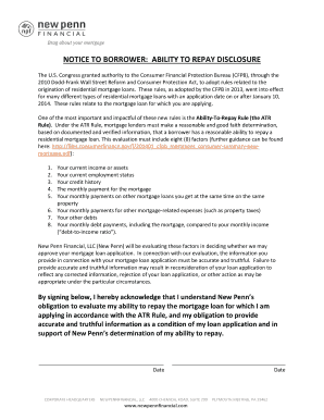 Ability to Repay Disclosure