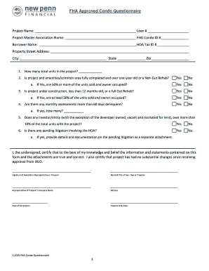 FHA Approved Condo Questionnaire