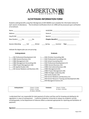 GI Bill Enrollment Certification Form