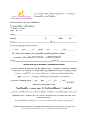 Deschutes Children's Foundation Donation Form