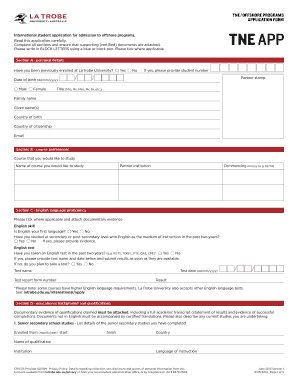 TNE Offshore Programs Application Form