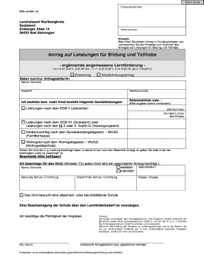 Antrag auf Leistungen für Bildung und Teilhabe